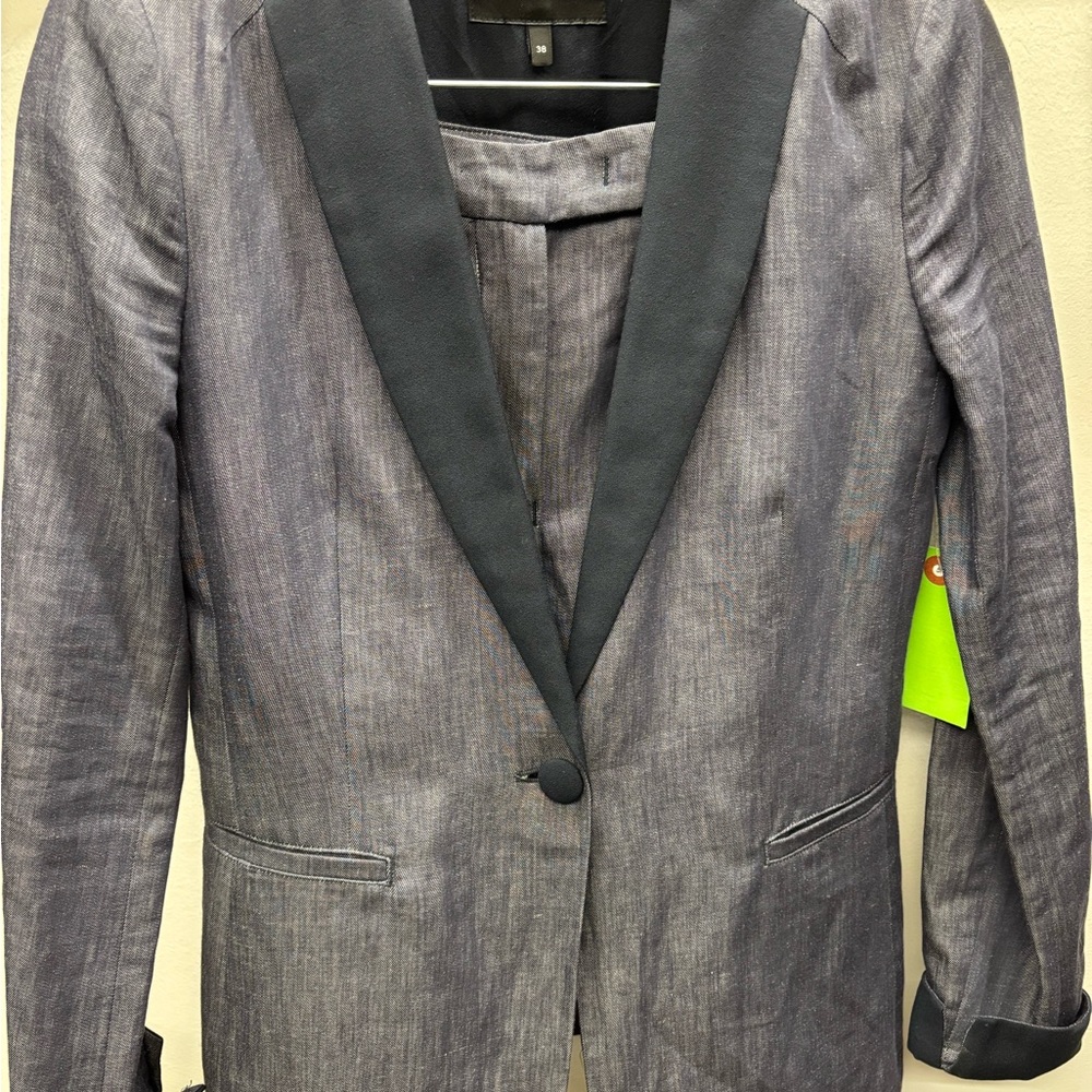 Emporio Armani Women’s Blue Collar Detail Denim Soft Suit